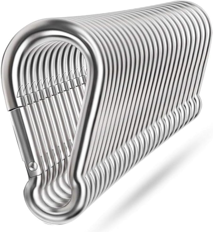 Spring Snap Hooks, 304 Stainless Steel Metal Clip Heavy Duty Rope Connector Small Snap Clamp Key Chain Link Buckle for Hammock Swing Set Outdoor Travel Camping Fishing Hiking