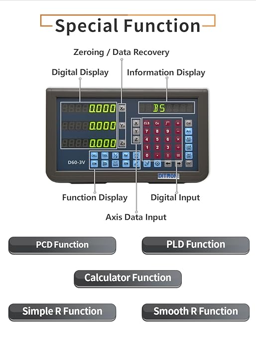 3 Axis Digital Readout DRO Display TTL Signal with EDM Function for Lathe Milling EDM Machine