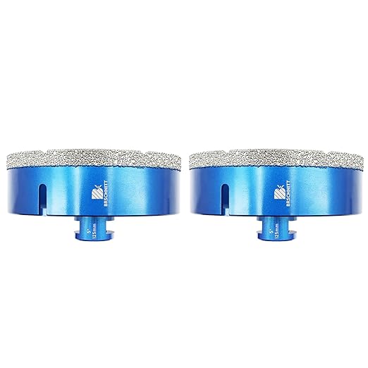 125mm Diamond Core Drill Bit for Porcelain Tile Ceramic Marble Granite Drilling,BRSCHNITT 2pcs Vacuum Brazed Diamond Hole Saw with 5/8-11 Thread (125mm 2pcs)