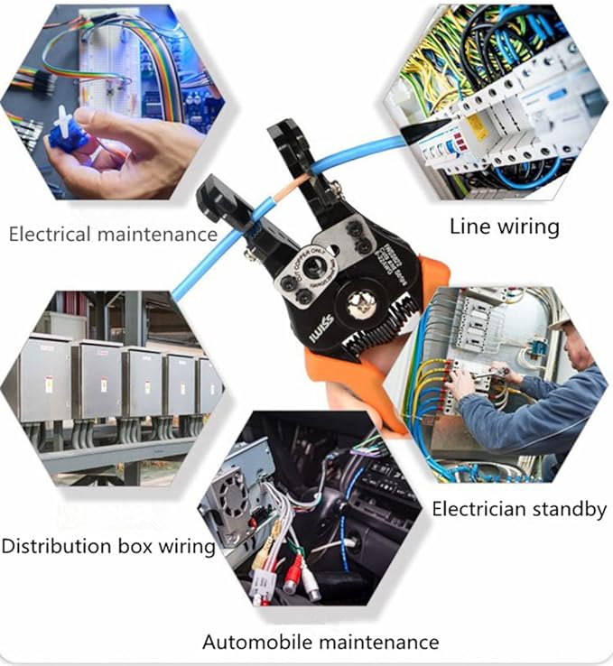 szhdxsy IWS0822 Manual Wire Stripper and Cutter, Multifunctional Electrical Stripper, Peeling Device, Wire Stripping Pliers, Wire Cutter, Orange, Alloy Steel & Plastic