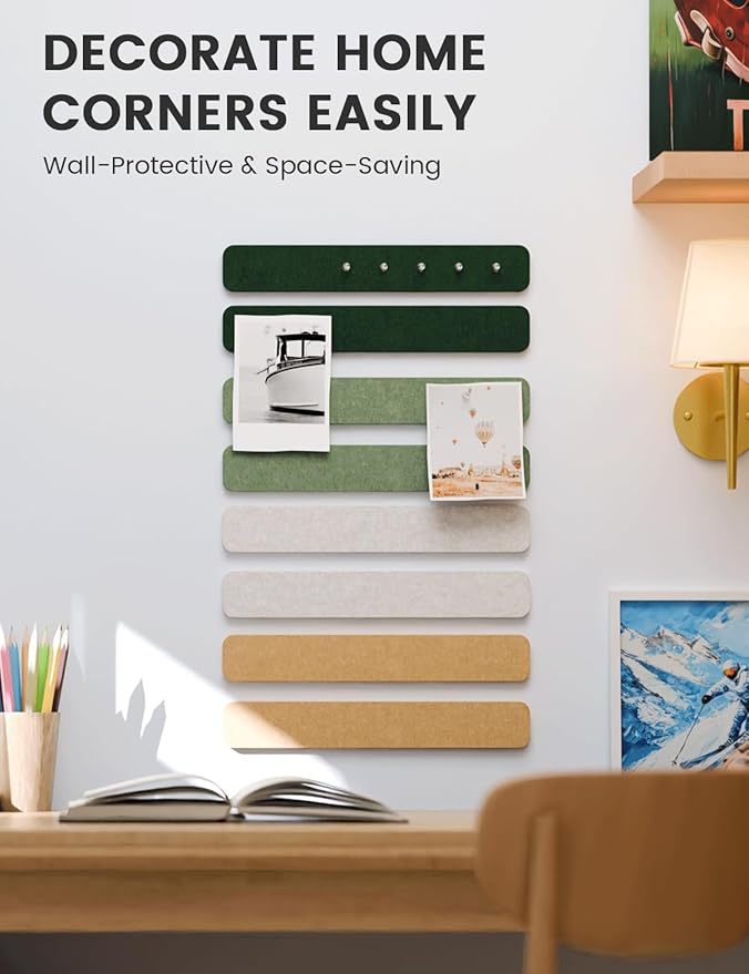 Fluxynara Cork Board Alternative Felt Strip Board 8-Pack 13"x2", Office Pin - Image 4