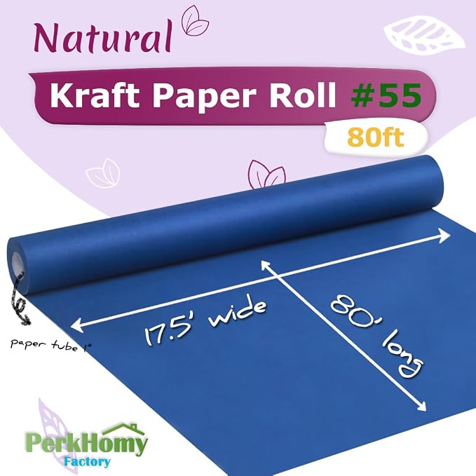 PerkHomy Blue Kraft Paper Roll 17.5" x 960" - Image 2