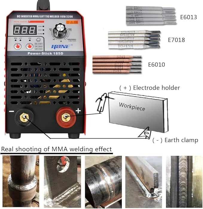 HONE ARC Welder, Actual 185Amp 110V/220V Stick Welder with Lift Tig Function, Digital IGBT Inverter Welding Machine with Hot Start Arc Force Anti-Stick VRD, High Duty Cycle for 1/16"-5/32" Welding Rod
