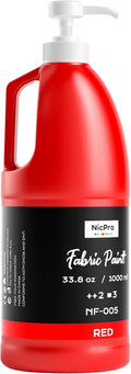 Nicpro Red Fabric Paint with Pump, 33.8 fl oz Large Fabric Paint by Nicpro