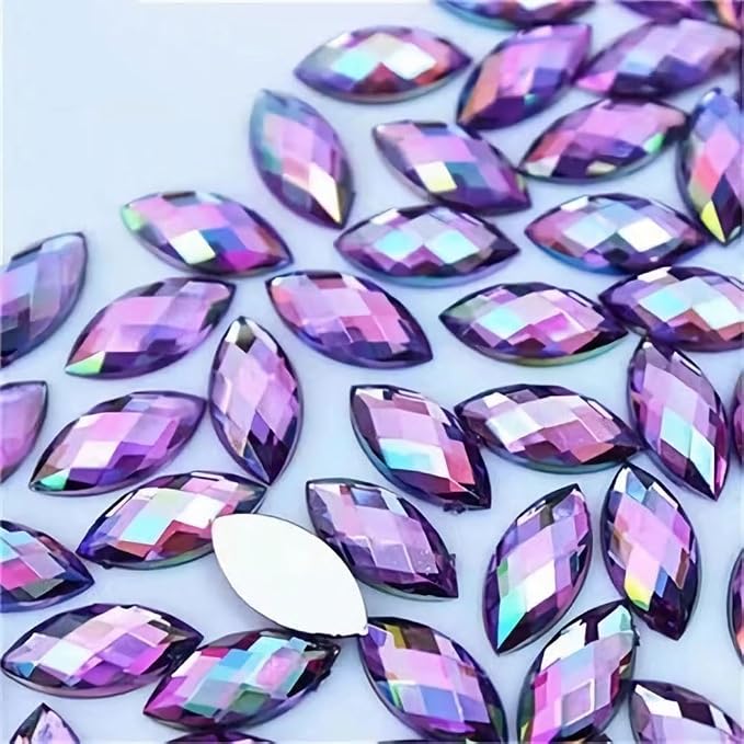 100 Pcs 15x7mm AB Colorful Jewels Gems Rhinestones by UYTRDVG