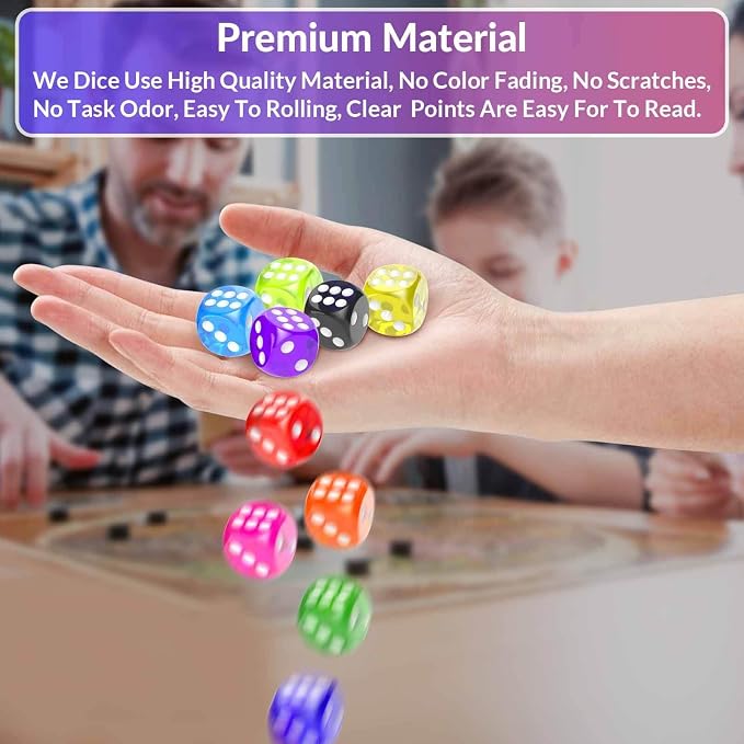 Rerdeim 110 Pieces Dice Set, Colored Game Bulk Dices, Colorful Dices, 6 Sided - Image 5