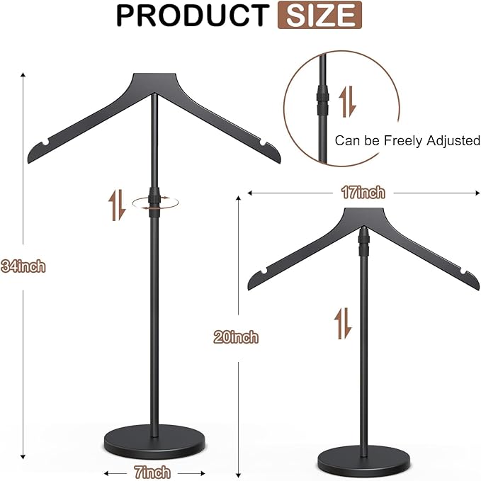 OLV 2 Pack Mannequin Torso, 18-34 Inch Adjustable Shirt Display Stand Black | - Image 4