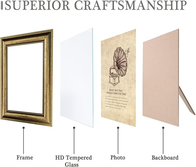 5x7 Picture Frame with Real Glass, 4 set Ornate Vintage Picture Frames - Image 3