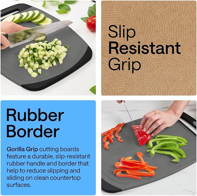 GORILLA GRIP BPA-Free Reversible Kitchen Cutting Board Set of 3, US Designed - Image 3