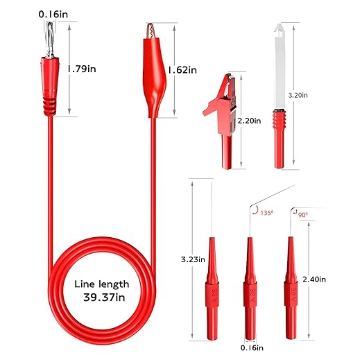 30PCS Back Probe Kit Automotive with Banana Plug Test Leads, Copper Alligator Clips, Insulation Wire Piercing Probes & Stainless Steel Back Probe Pins, Multi-Angle Diagnostic Test Wires for Car Repair