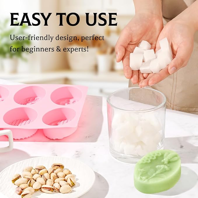 SJ Soap Molds 2 Packs, Oval and Rectangle 3D Honeycomb Silicone Soap Molds - Image 4