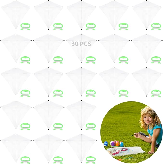 B bangcool DIY Kids Kite Blank Kites Making Painting White Paper Blank Kites - Image 2
