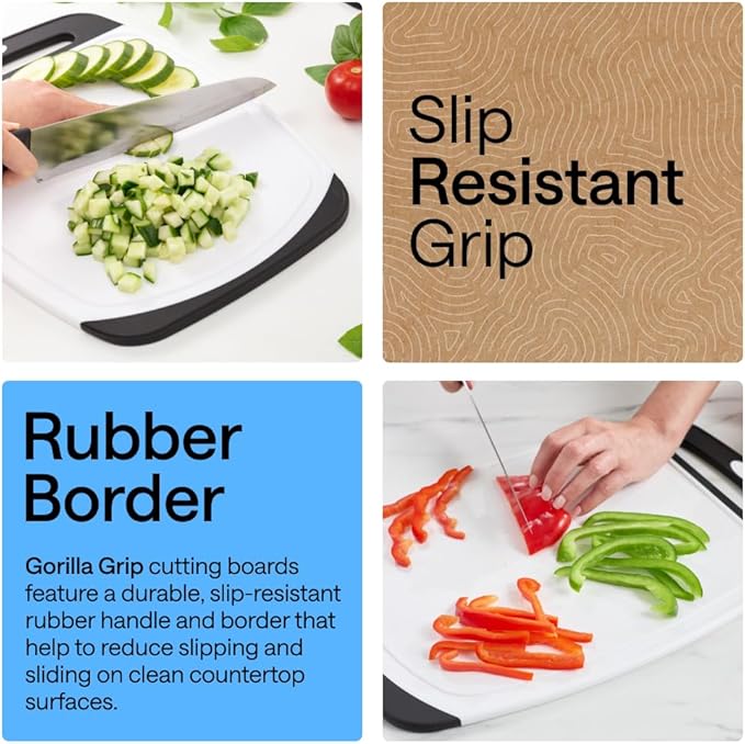 GORILLA GRIP BPA-Free Reversible Kitchen Cutting Board Set of 3, US Designed - Image 3