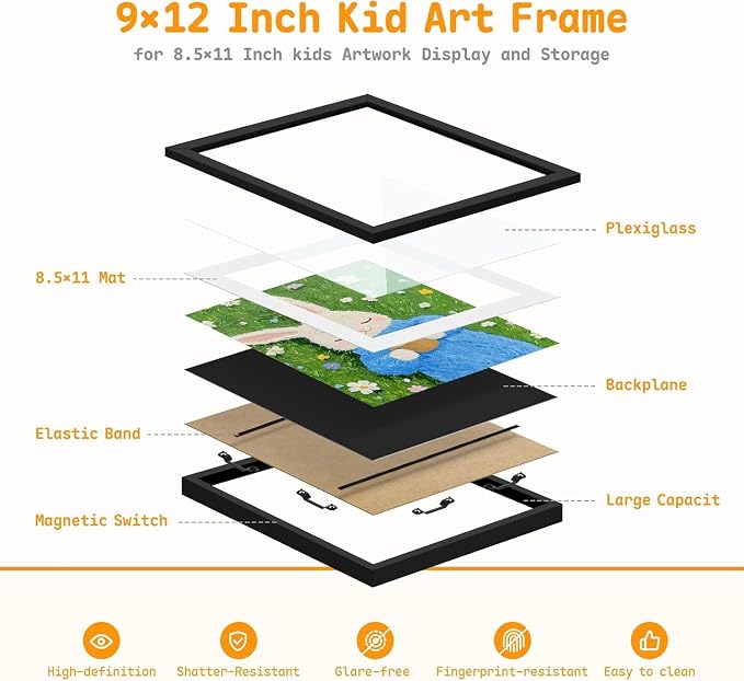 8 Pack Kids Artwork Frames Changeable 8.5 x 11 Inch Children Art Projects - Image 8