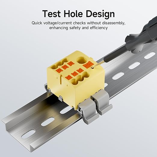4Pcs KV225G DIN Rail Terminal Blocks, 3-Pole 1 in 6 Out Push-in Wire Connector/Splitter, 690V 24A