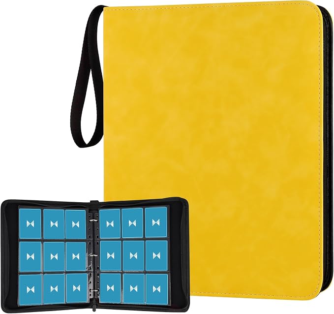 GERMUN 3 Ring 9 Pocket Zipper Card Binder, 720 Double Sided Standard PU Trading by GERMUN