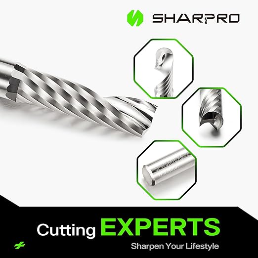 O Flute Upcut Spiral Router Bit 1/4 Inch Shank 1/4 Inch Cutting Dia. Carbide Single Flute CNC Router Bit, Ideal for Aluminum, Plastic, Acrylic, Wood, MDF and PVC