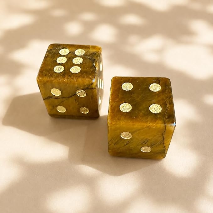 2PCS Crystal D6 Dice, 16mm Natural Gemstone Mahjong Dice Set Stone Dice - Image 6