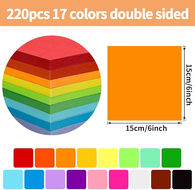 Praisebank Orange Origami Paper, Double Sided Color, Origami Paper Kit - Image 2