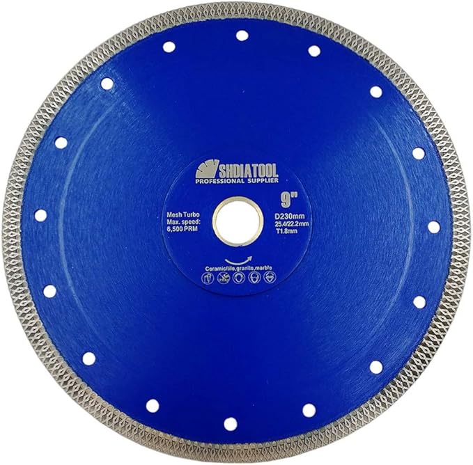 SHDIATOOL 9 Inch Diamond Saw Blade Cutting Porcelain Tile Ceramic Granite Marble Brick