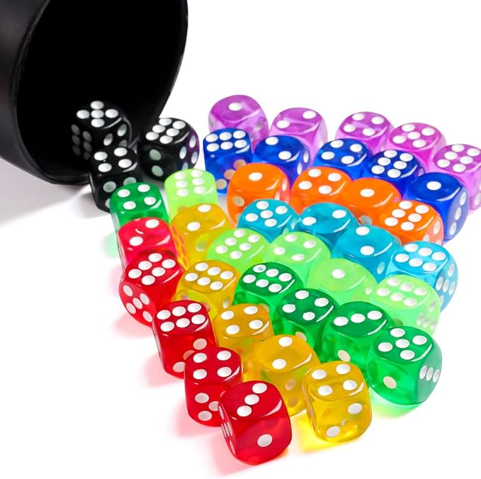 50 Pieces Dice Set, 14mm Bulk 6 Sided Colored Dices - Image 5