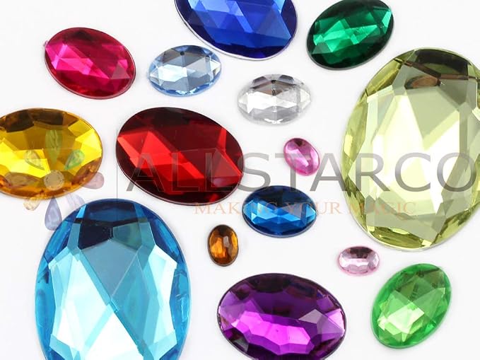 40x30mm Large Flat Back Oval Acrylic Rhinestones Cosplay Costume Gems Plastic - Image 9