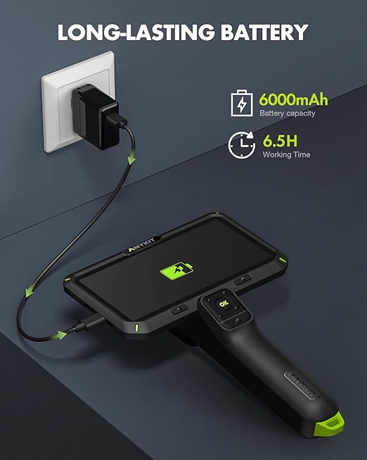 Anykit Endoscope Camera with Light,1080P Dual Lens Endoscope，6" IPS Screen Borescope, Plumbing Snake Inspection Camera with Split Screen, 32GB Card, Plumbing Snake Camera for Home (16.5FT)