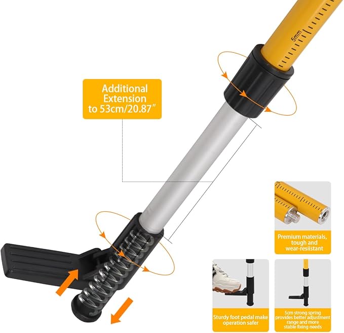 MOETER 15.7ft/4.8M Laser Pole Mount, Telescoping Laser Level Pole with Tripod, with Adjustable Bracket, 1/4"-20 & 5/8"-11 Thread Adapters for Rotary and Line Lasers