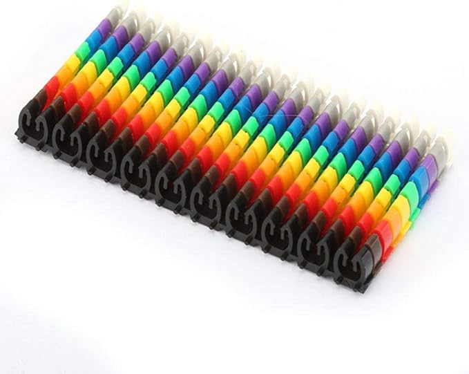 Digital Tube Wire 0-9 Number Coded Clip On Plastic Cable Label Tube Colorful Cable Marker C Shape Suitable Multi-Type Cable (100Pcs 2.5mm²)