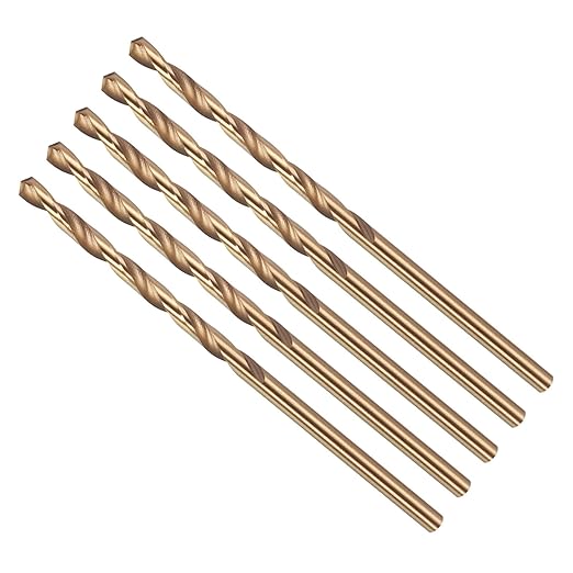 Drill Bit, #42 Cutting Diameter, 4341 HSS Gold Finish 118° Cutting Angle Number Jobber Bits - (Applications: for Drilling Soft Metal Plastic Wood), 5-Pieces