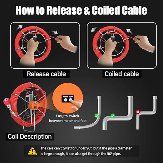 Sewer Camera Pipe Inspection Anysun Waterproof IP68 Plumbing Camera with DVR Recorder (Red-30M)