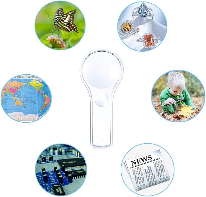 24 Pack Plastic Magnifier, Mini Magnifying Glass 5X and 15X Handheld Reading - Image 3