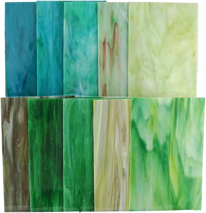 Lanyani 10 Sheets Variety Stained Glass Sheets Pack, 4 x 6 inch Large Cathedral - Image 5