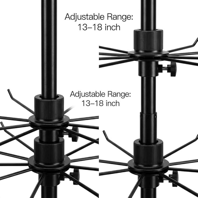 QWORK 3-Tier Rotating Metal Jewelry Display Stand – 2 Sets Adjustable Tabletop - Image 4