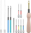 12 Pcs Punch Needle Kit, Embroidery Punch Needle Tool Wooden Handle Embroidery by Unknown