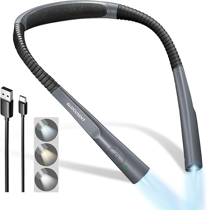 Glocusent Upgraded LED Neck Reading Light, Book Light by GLOCUSENT