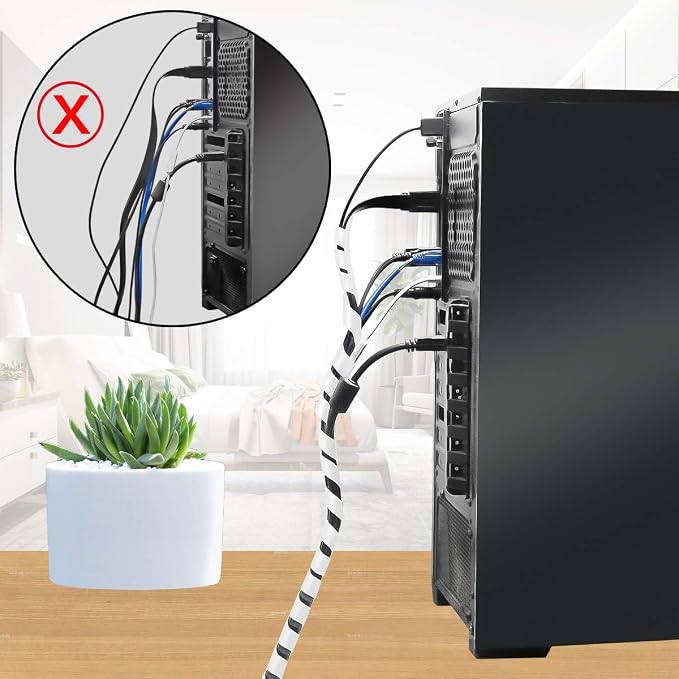 20Ft XHF 1/2" Clear Spiral Cable Wrap 12mm Cord - Image 2