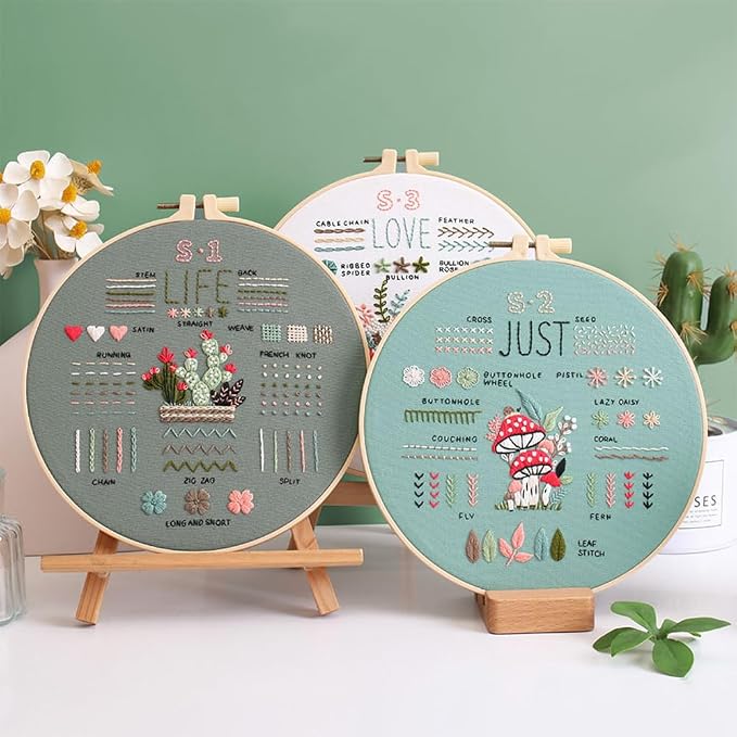 COCOMOX 3 Sets Embroidery Kit for Beginners Adults, Needlepoint Cross Stitch - Image 5