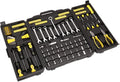 DNA MOTORING 220pcs Mechanic Tool Socket Wrench Set, SAE and Metric Socket Wrench Set, Tool Box Case for Home, Auto and Bike Repair, Yellow, TOOLS-00022