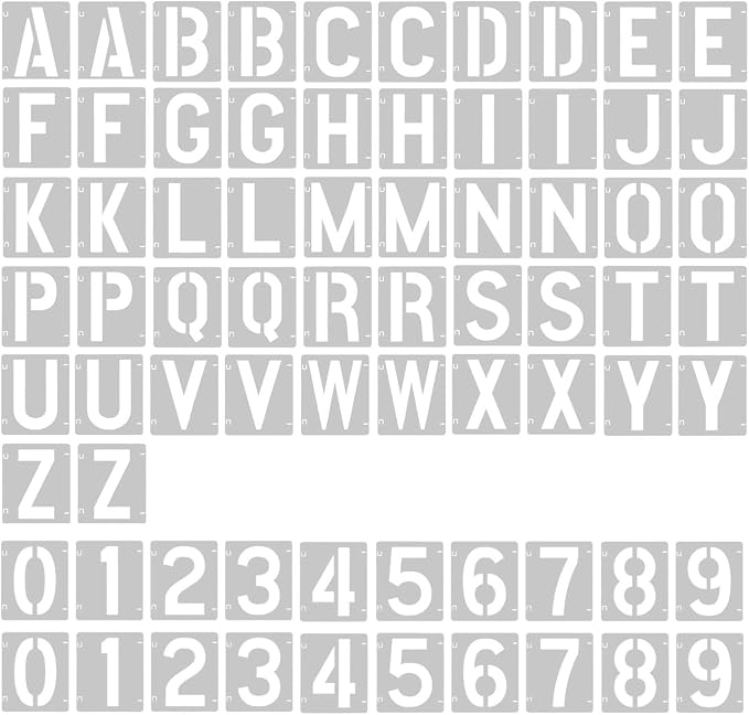 2 Pack - 1 Inch Letter Stencils Set, 72 Reusable Stencils by Vomulato