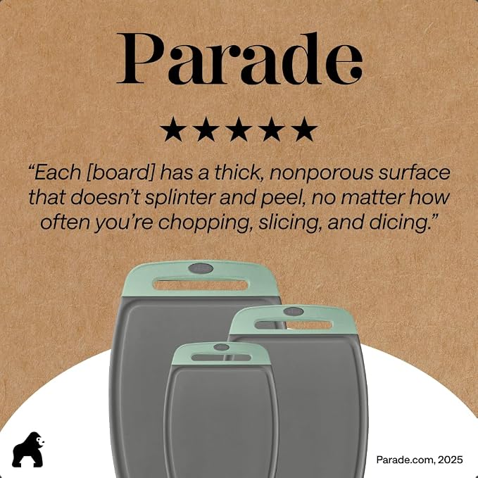 GORILLA GRIP BPA-Free Reversible Kitchen Cutting Board Set of 3, US Designed - Image 9