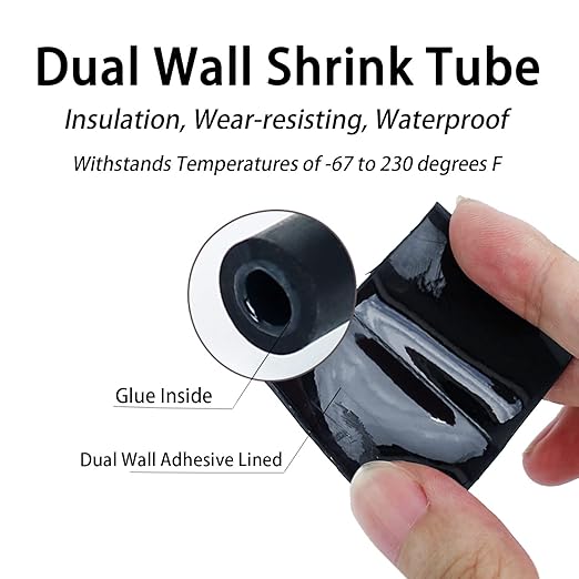 Heat Shrink Tubing Kit - 3:1 Ratio Adhesive Lined, Marine Grade Shrink Wrap Industrial Heat-Shrink Tubing - 240 PCS