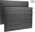 Peg Board, 2 Pack Metal Pegboard Panels Black Pegboards Wall Organizer with Frame Large Heavy Duty Peg Board with Hooks for Walls Home,Garage Tool Storage,Office Organization,Kitchen 24”×16”