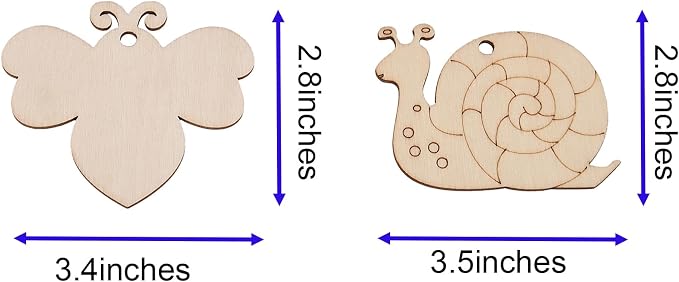 70PCS Pastoral Unfinished Blank Wooden Cutouts Craft - Image 4