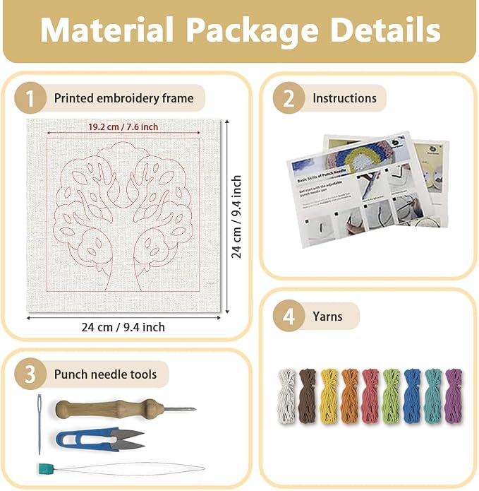 Doodlream Colorful Tree DIY Punch Needle Embroidery Kit - Image 2