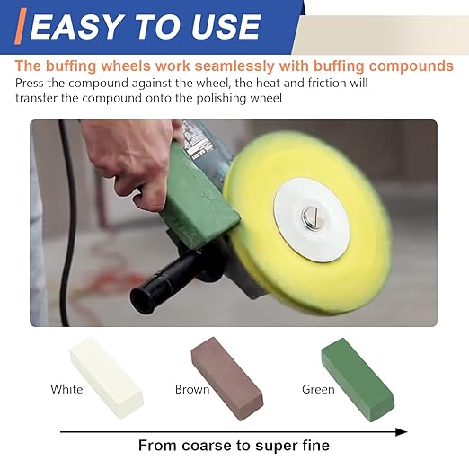 9 Pcs Airway Buffing Wheel Kit 8 Inch Polishing Wheel and Polishing Compound for Angle Grinder Buffing Rake Buff Safety Flange Aluminum Polishing Kit 8" in Diameter 5/8" in Arbor Hole