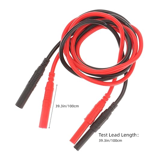 2PCS Meter Test Lead Extension Male to Female Connector, 4mm Banana Plug to Jack Heavy Duty Silicone Wires, 14AWG Multimeter Leads Probes Adapter