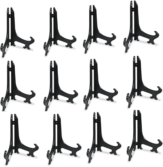 Artliving 3 Inch Black 12pcs/Set Plastic Easels Plate Display Stands Picture by Artliving