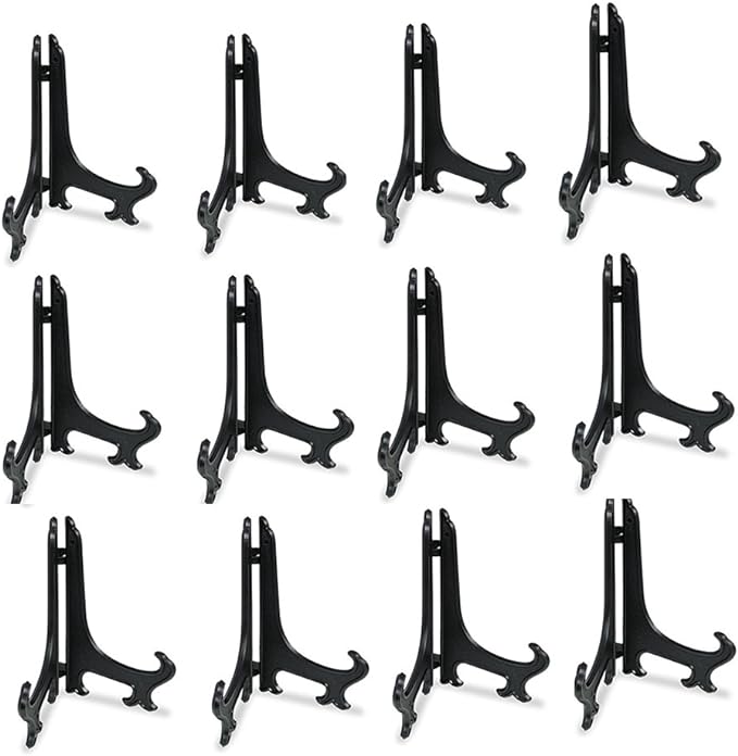 Artliving 5 Inch Black 12pcs/Set Plastic Easels Plate Display Stands Picture by Artliving