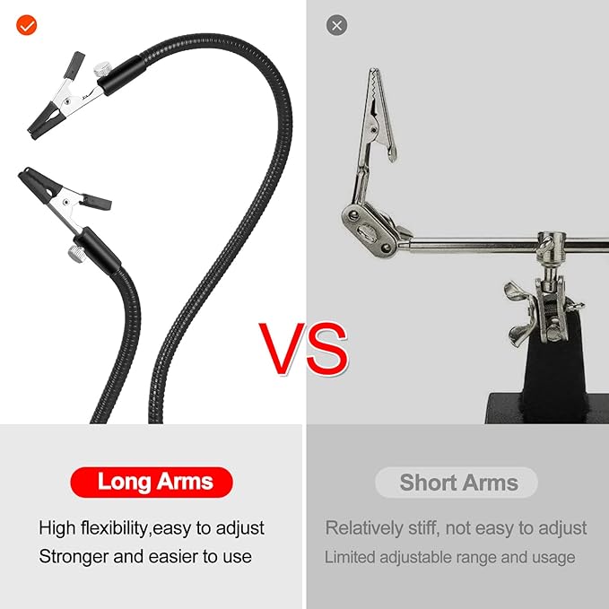 Magnetic Helping Hands Soldering Third Hand Tool PCB Holder Two Flexible Metal Arms Alligator Clips Strong Magnet Base - Can Be Put Anywhere for Electronics Soldering Jewelry Painting Art Crafts Hobby